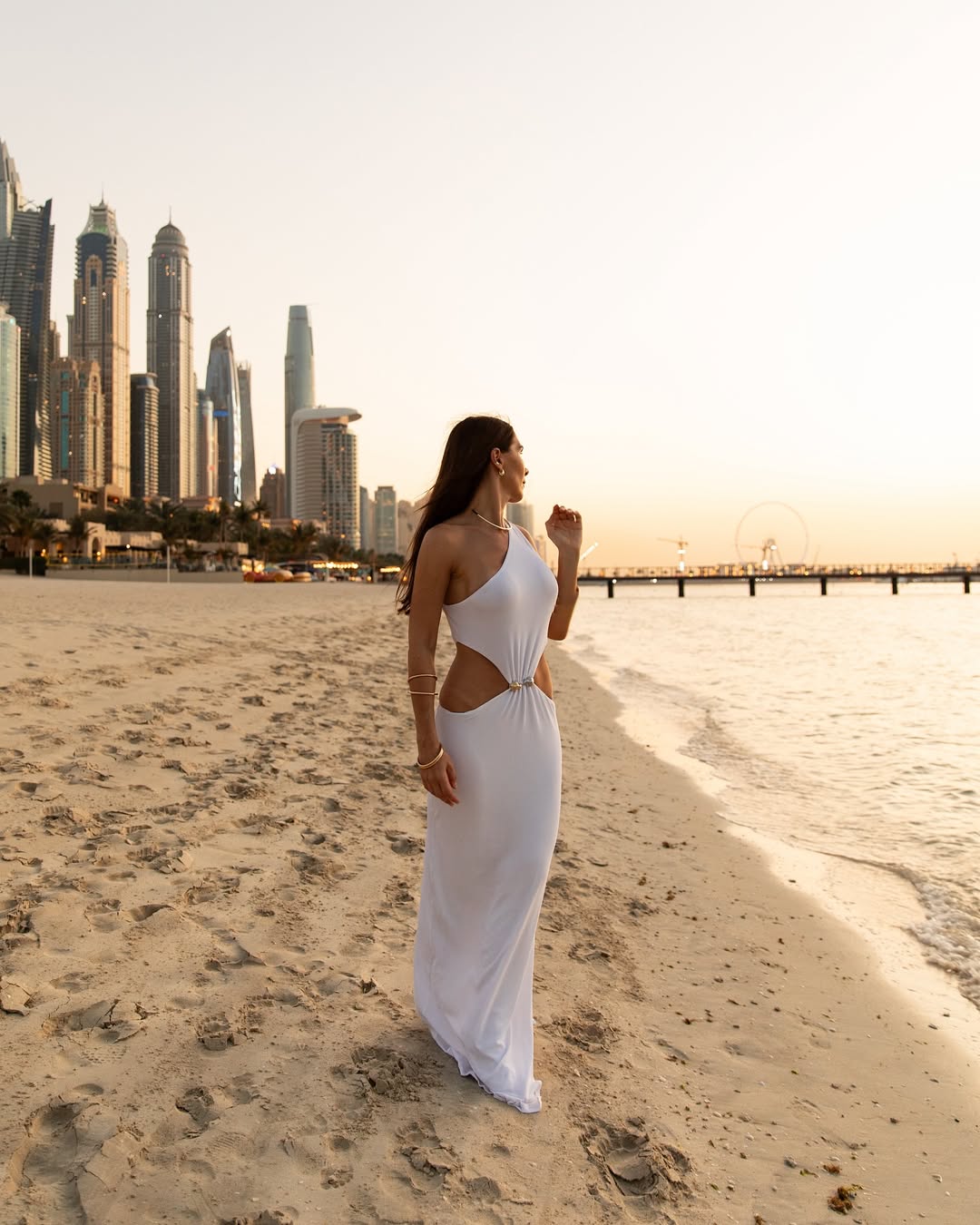 Julia Mateian - Violet White One-Shoulder Textured Maxi Dress with Cut-Out Detail | Moeva | Dress | Each week unveils new pieces—luxury swimwear, fluid resort silhouettes, and elevated summer-to-evening essentials designed to carry you from coastal escapes to city nights.