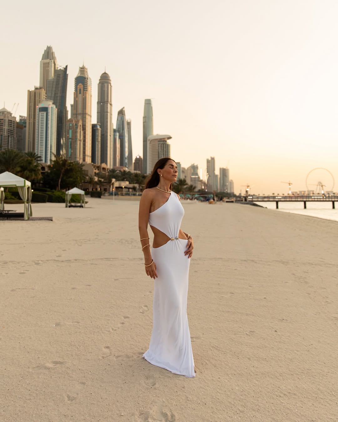 Julia Mateian - Violet White One-Shoulder Textured Maxi Dress with Cut-Out Detail | Moeva | Dress | Each week unveils new pieces—luxury swimwear, fluid resort silhouettes, and elevated summer-to-evening essentials designed to carry you from coastal escapes to city nights.