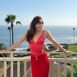 Natalie Lim Suarez - Marina Swimsuit And Esmeralda Red Maxi Skirt with Front Ruched Detail | Moeva | Swimsuit | Each week unveils new pieces—luxury swimwear, fluid resort silhouettes, and elevated summer-to-evening essentials designed to carry you from coastal escapes to city nights.