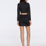Greta Black Satin Tie Front Shirt And Antonia Skirt Set | Moeva | Beachwear Tops | Each week unveils new pieces—luxury swimwear, fluid resort silhouettes, and elevated summer-to-evening essentials designed to carry you from coastal escapes to city nights.