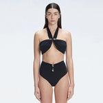 Meredith Black Halter High Waist Satin Bikini Set | Moeva | Bikini Set | Each week unveils new pieces—luxury swimwear, fluid resort silhouettes, and elevated summer-to-evening essentials designed to carry you from coastal escapes to city nights.