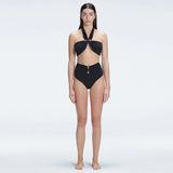 Meredith Black Halter High Waist Satin Bikini Set | Moeva | Bikini Set | Each week unveils new pieces—luxury swimwear, fluid resort silhouettes, and elevated summer-to-evening essentials designed to carry you from coastal escapes to city nights.