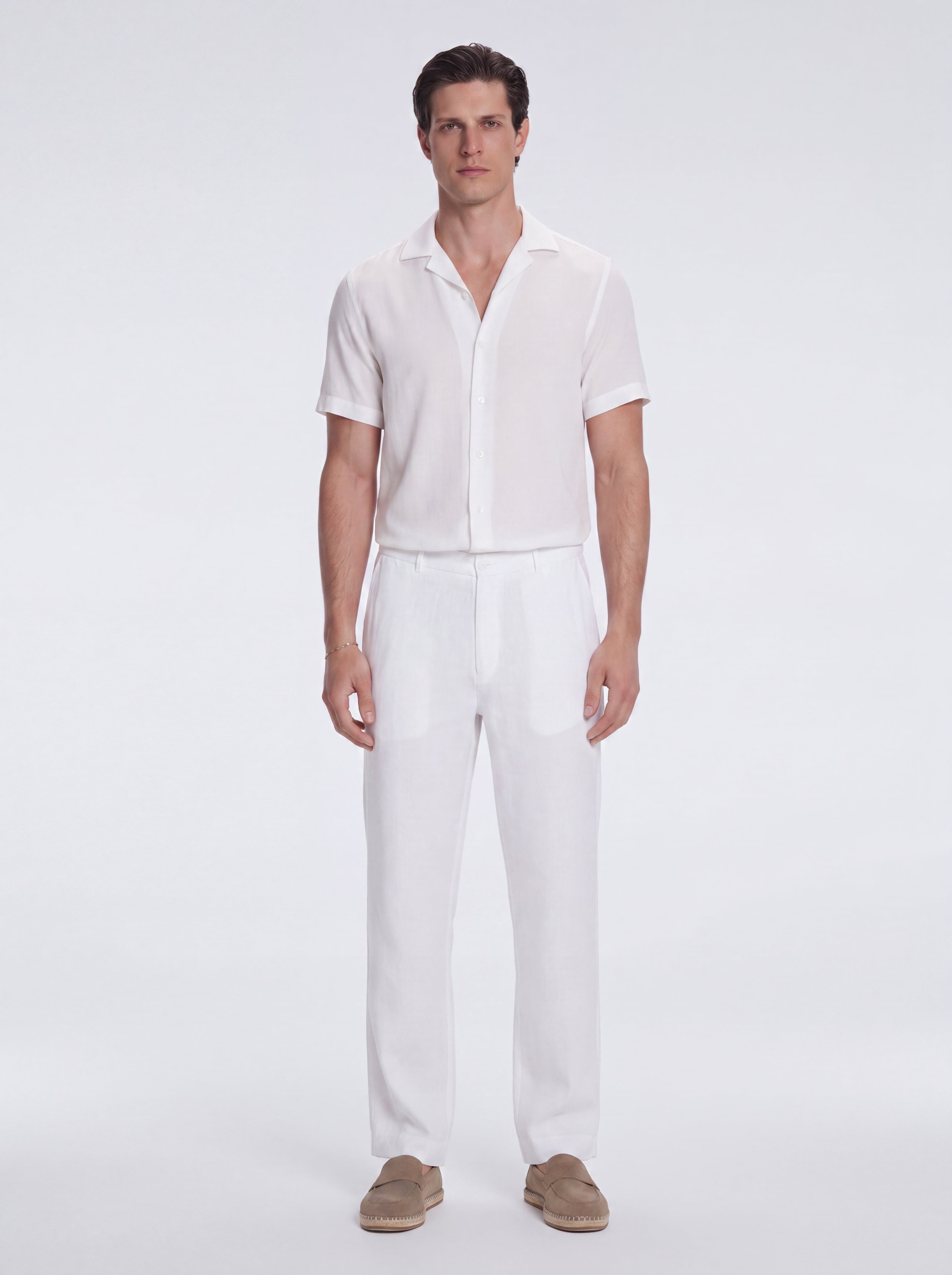 Adrian White Linen Straight-Leg Pants | Moeva | Pants | Each week unveils new pieces—luxury swimwear, fluid resort silhouettes, and elevated summer-to-evening essentials designed to carry you from coastal escapes to city nights.