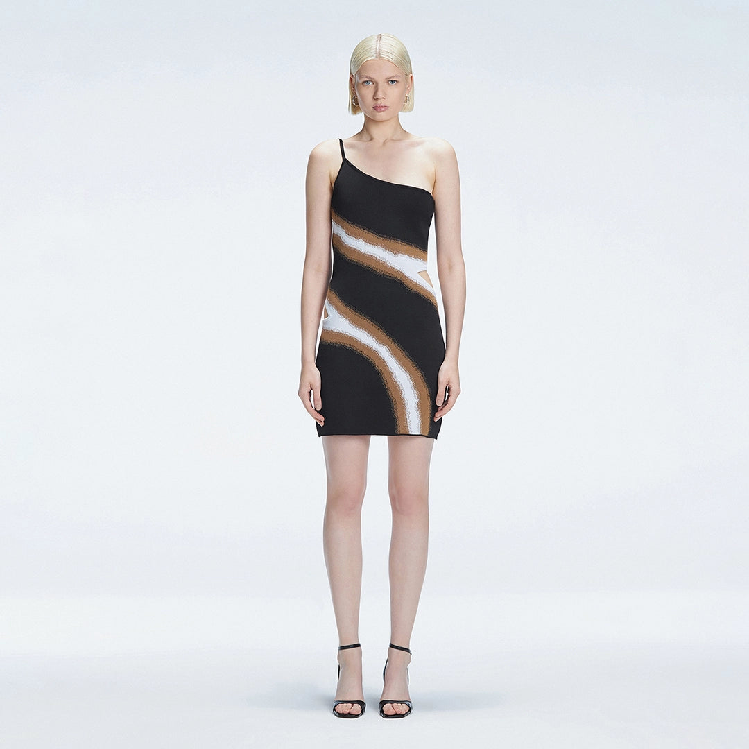Agatha Black Knit One Shoulder Mini Dress | Moeva | Dress | Each week unveils new pieces—luxury swimwear, fluid resort silhouettes, and elevated summer-to-evening essentials designed to carry you from coastal escapes to city nights.