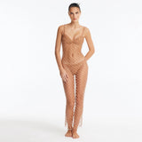Aliana Bronze Macrame Net Maxi Dress with Glass Bead Details | Moeva | Dress | Each week unveils new pieces—luxury swimwear, fluid resort silhouettes, and elevated summer-to-evening essentials designed to carry you from coastal escapes to city nights.