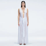 Aveline White Sleeveless Lace Maxi Kaftan | Moeva | Dress | Each week unveils new pieces—luxury swimwear, fluid resort silhouettes, and elevated summer-to-evening essentials designed to carry you from coastal escapes to city nights.