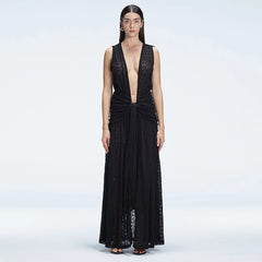 Aveline Black Sleeveless Lace Maxi Kaftan | Moeva | Kaftan | Each week unveils new pieces—luxury swimwear, fluid resort silhouettes, and elevated summer-to-evening essentials designed to carry you from coastal escapes to city nights.