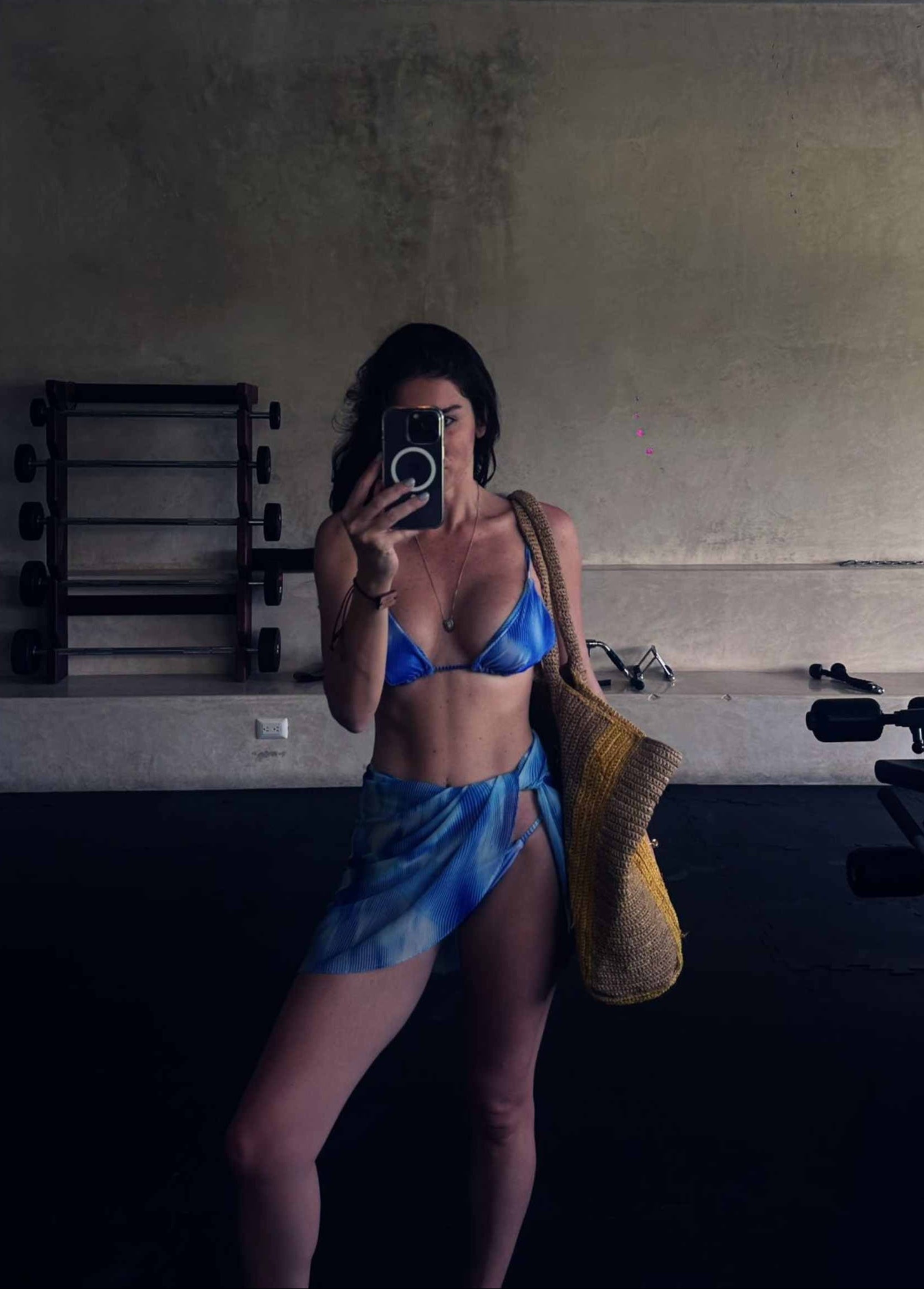Hermione Blue Bikini Triangle Side Tie 3D Set - Evita Blue Optical Tie Side Sarong | Moeva | | Each week unveils new pieces—luxury swimwear, fluid resort silhouettes, and elevated summer-to-evening essentials designed to carry you from coastal escapes to city nights.