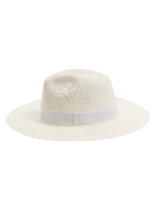 Billy White Natural Straw Hat with Grosgrain Band | Moeva | Hat | Each week unveils new pieces—luxury swimwear, fluid resort silhouettes, and elevated summer-to-evening essentials designed to carry you from coastal escapes to city nights.