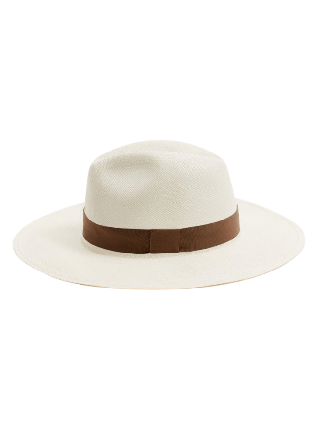 Billy Natural Straw Hat with Grosgrain Brown Band | Moeva | Hat | Each week unveils new pieces—luxury swimwear, fluid resort silhouettes, and elevated summer-to-evening essentials designed to carry you from coastal escapes to city nights.
