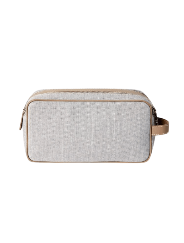 Joe Natural Cotton & Leather Grey-Nude Travel Pouch | Moeva | Men Bags | Each week unveils new pieces—luxury swimwear, fluid resort silhouettes, and elevated summer-to-evening essentials designed to carry you from coastal escapes to city nights.