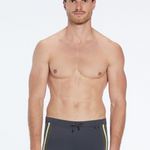 Antonio Grey / Green / White Swim Trunks with Drawcord | Moeva | Trunks | Each week unveils new pieces—luxury swimwear, fluid resort silhouettes, and elevated summer-to-evening essentials designed to carry you from coastal escapes to city nights.