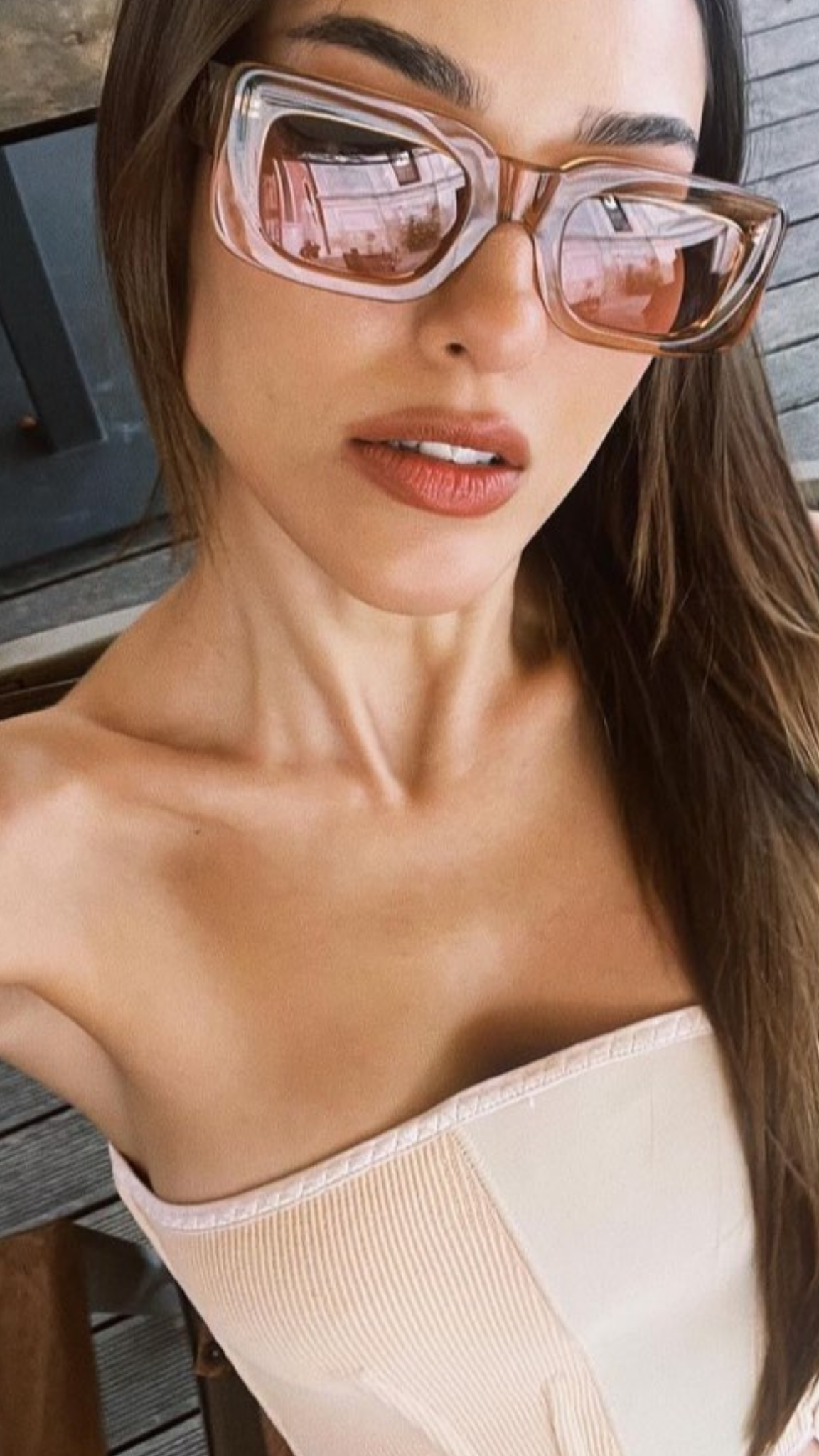 Dilan Deniz - Marche Transparent Beige Sunglasses | Moeva | Sunglasses | Each week unveils new pieces—luxury swimwear, fluid resort silhouettes, and elevated summer-to-evening essentials designed to carry you from coastal escapes to city nights.