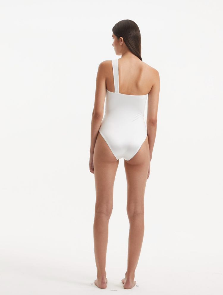 Halin White One Shoulder Satin Swimsuit | Moeva | Swimsuit | Each week unveils new pieces—luxury swimwear, fluid resort silhouettes, and elevated summer-to-evening essentials designed to carry you from coastal escapes to city nights.