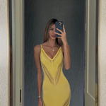 Sevval Sahin - Mimi Yellow Knit Sleeveless Maxi Dress | Moeva | Dress | Each week unveils new pieces—luxury swimwear, fluid resort silhouettes, and elevated summer-to-evening essentials designed to carry you from coastal escapes to city nights.
