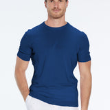 Baron Dark Blue Round-Neck Cotton T-Shirt | Moeva | | Each week unveils new pieces—luxury swimwear, fluid resort silhouettes, and elevated summer-to-evening essentials designed to carry you from coastal escapes to city nights.