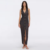 Biot Black Metallic Knit V-Neck Gold Button-Down Dress | Moeva | Dress | Each week unveils new pieces—luxury swimwear, fluid resort silhouettes, and elevated summer-to-evening essentials designed to carry you from coastal escapes to city nights.