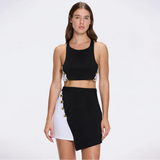 Bodrum Black-White Duo-Colored Enamel Button Top | Moeva | Crop Top | Each week unveils new pieces—luxury swimwear, fluid resort silhouettes, and elevated summer-to-evening essentials designed to carry you from coastal escapes to city nights.