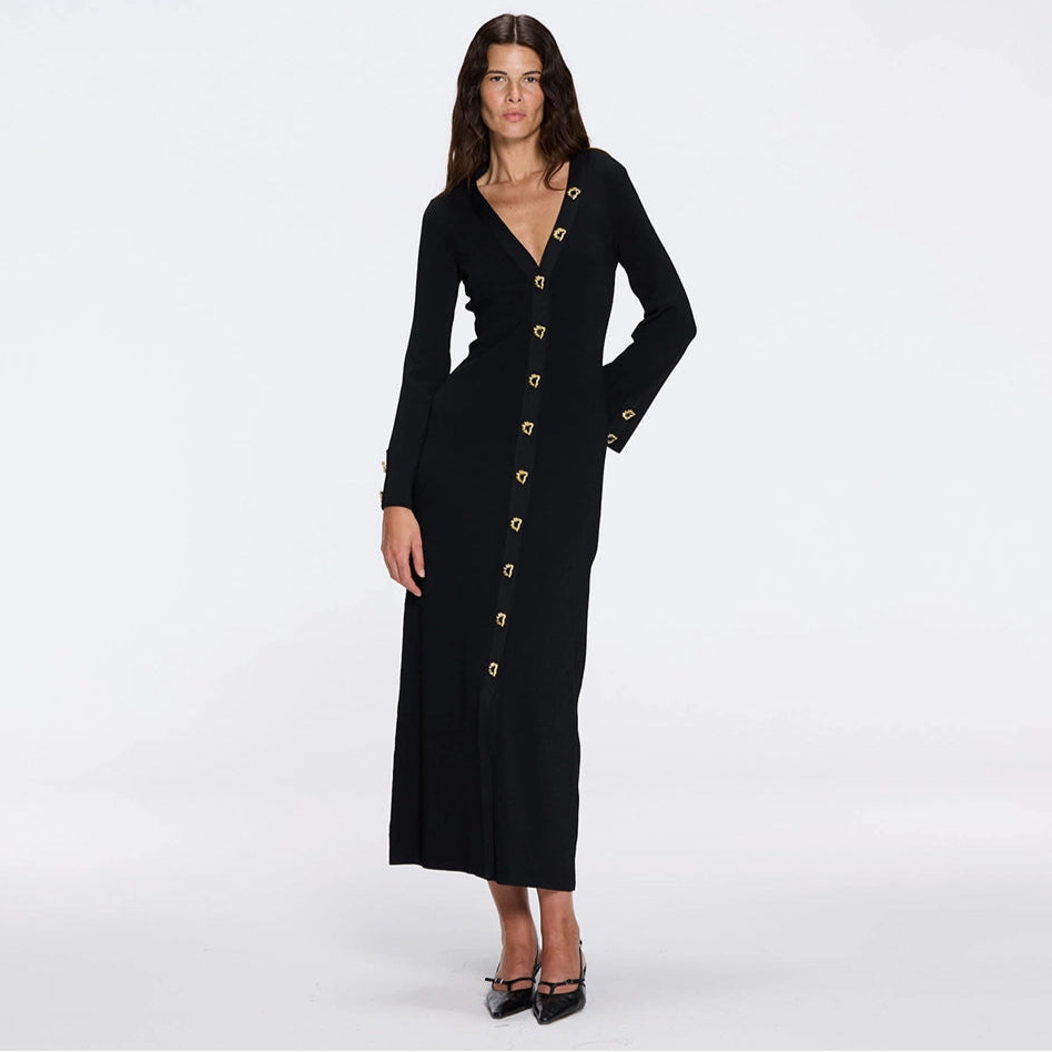 Aslı Şen - Brezia Black Knitted Maxi Dress With Long Sleeve | Moeva | Dress | Each week unveils new pieces—luxury swimwear, fluid resort silhouettes, and elevated summer-to-evening essentials designed to carry you from coastal escapes to city nights.