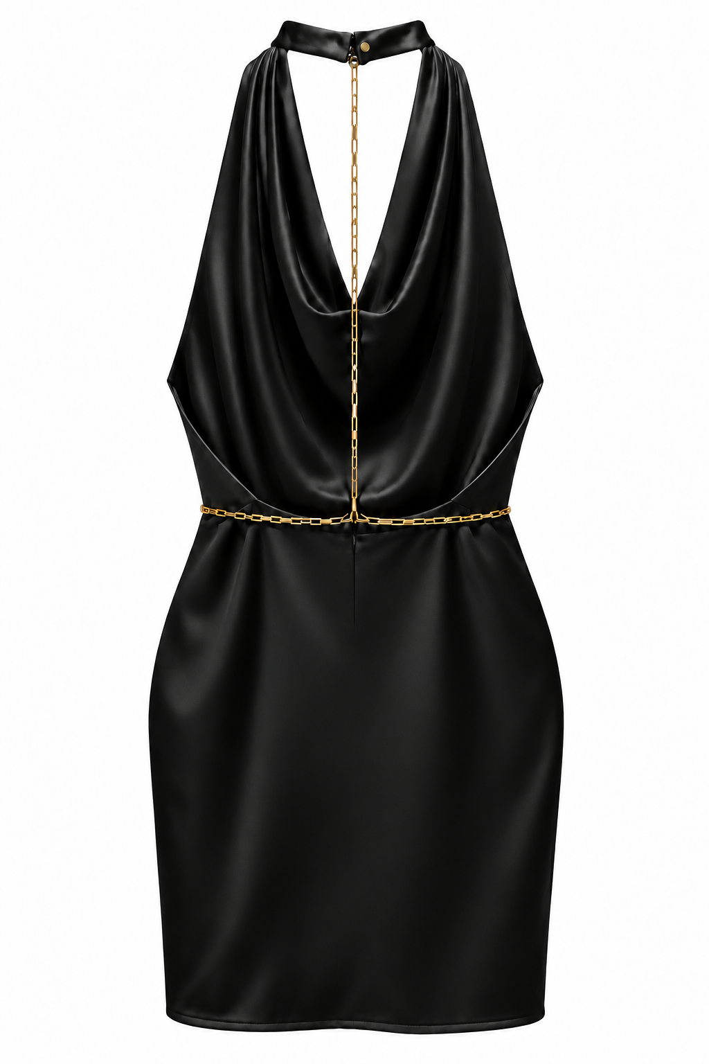 Eugenie Black Halter Neck Open Back Silk Mini Dress by Moeva | Dress from MOEVA's luxury swimwear and resortwear collection, perfect for beach days, resort escapes and summer styling.