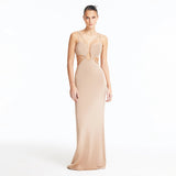 Calla Bronze Knitted U-Wire Maxi Dress with Cut-Outs | Moeva | Dress | Each week unveils new pieces—luxury swimwear, fluid resort silhouettes, and elevated summer-to-evening essentials designed to carry you from coastal escapes to city nights.