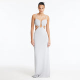 Calla Silver Knitted U-Wire Maxi Dress with Cut-Outs | Moeva | Dress | Each week unveils new pieces—luxury swimwear, fluid resort silhouettes, and elevated summer-to-evening essentials designed to carry you from coastal escapes to city nights.