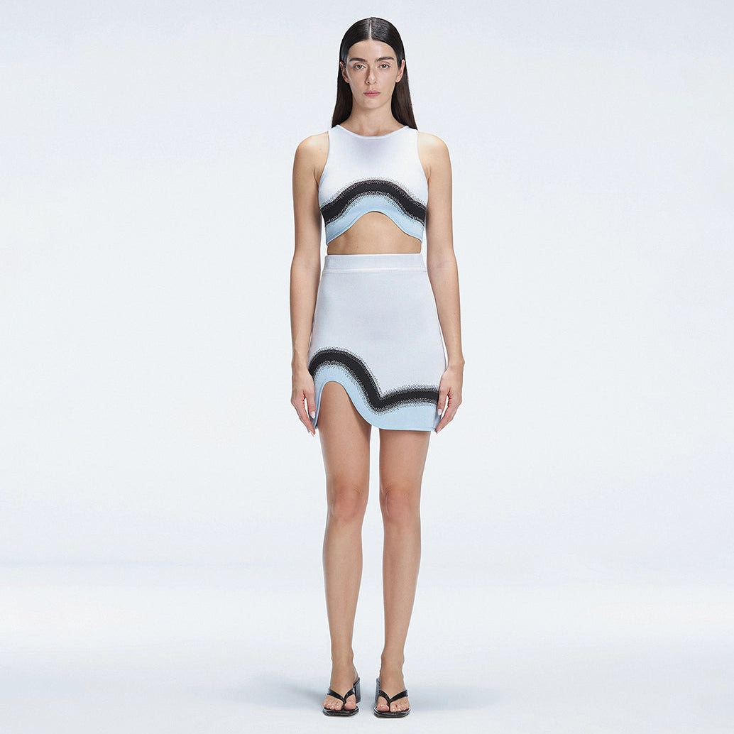 Cecilia Blue Degraded Knit Crop Top | Moeva | Crop Top | Each week unveils new pieces—luxury swimwear, fluid resort silhouettes, and elevated summer-to-evening essentials designed to carry you from coastal escapes to city nights.
