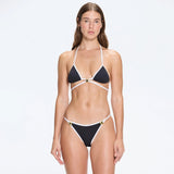Cobie Black-White Triangle Mid Coverage Textured Bikini Set | Moeva | Bikini Set | Each week unveils new pieces—luxury swimwear, fluid resort silhouettes, and elevated summer-to-evening essentials designed to carry you from coastal escapes to city nights.