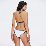 Cobie White-Black Triangle Mid Coverage Textured Bikini Set | Moeva | Bikini Sets | Each week unveils new pieces—luxury swimwear, fluid resort silhouettes, and elevated summer-to-evening essentials designed to carry you from coastal escapes to city nights.