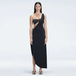 Coraline Black One Shoulder Asymetrical Maxi Dress | Moeva | Dress | Each week unveils new pieces—luxury swimwear, fluid resort silhouettes, and elevated summer-to-evening essentials designed to carry you from coastal escapes to city nights.