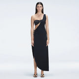 Coraline Black One Shoulder Asymetrical Maxi Dress | Moeva | Dress | Each week unveils new pieces—luxury swimwear, fluid resort silhouettes, and elevated summer-to-evening essentials designed to carry you from coastal escapes to city nights.