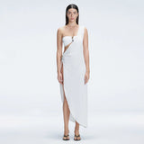 Coraline White One Shoulder Asymetrical Maxi Dress | Moeva | Dress | Each week unveils new pieces—luxury swimwear, fluid resort silhouettes, and elevated summer-to-evening essentials designed to carry you from coastal escapes to city nights.