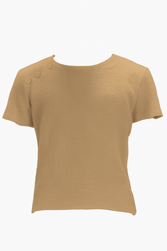 George Nude Cotton T-Shirt with Button Detail | Moeva | T-Shirt | Each week unveils new pieces—luxury swimwear, fluid resort silhouettes, and elevated summer-to-evening essentials designed to carry you from coastal escapes to city nights.