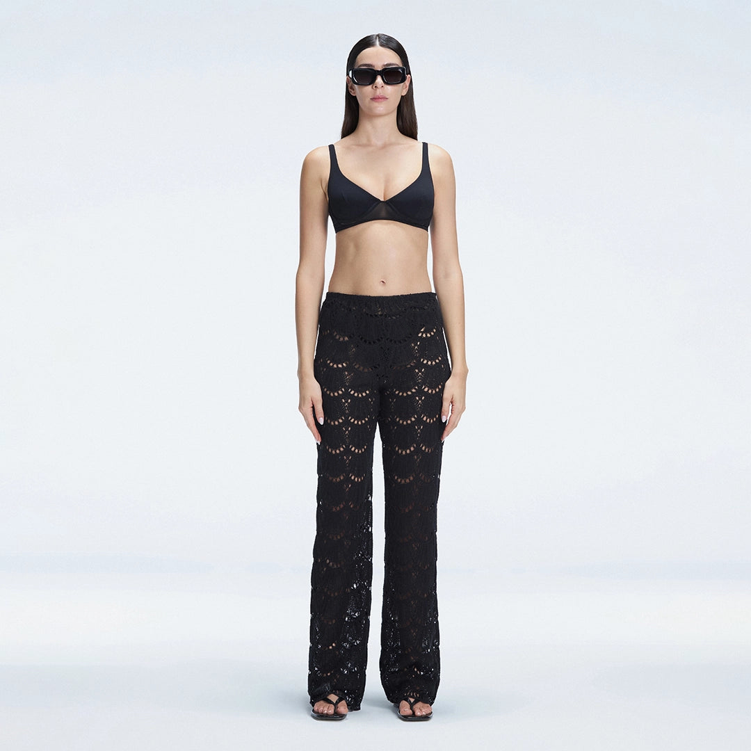 Elysia Black Lace Crochet High Waist Pants | Moeva | Shirt and Pants | Each week unveils new pieces—luxury swimwear, fluid resort silhouettes, and elevated summer-to-evening essentials designed to carry you from coastal escapes to city nights.