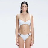 Emilia White Balconette Mid Coverage Solid Bikini Sets | Moeva | Bikini Set | Each week unveils new pieces—luxury swimwear, fluid resort silhouettes, and elevated summer-to-evening essentials designed to carry you from coastal escapes to city nights.