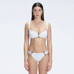 Emilia White Balconette Mid Coverage Solid Bikini Sets | Moeva | Bikini Set | Each week unveils new pieces—luxury swimwear, fluid resort silhouettes, and elevated summer-to-evening essentials designed to carry you from coastal escapes to city nights.