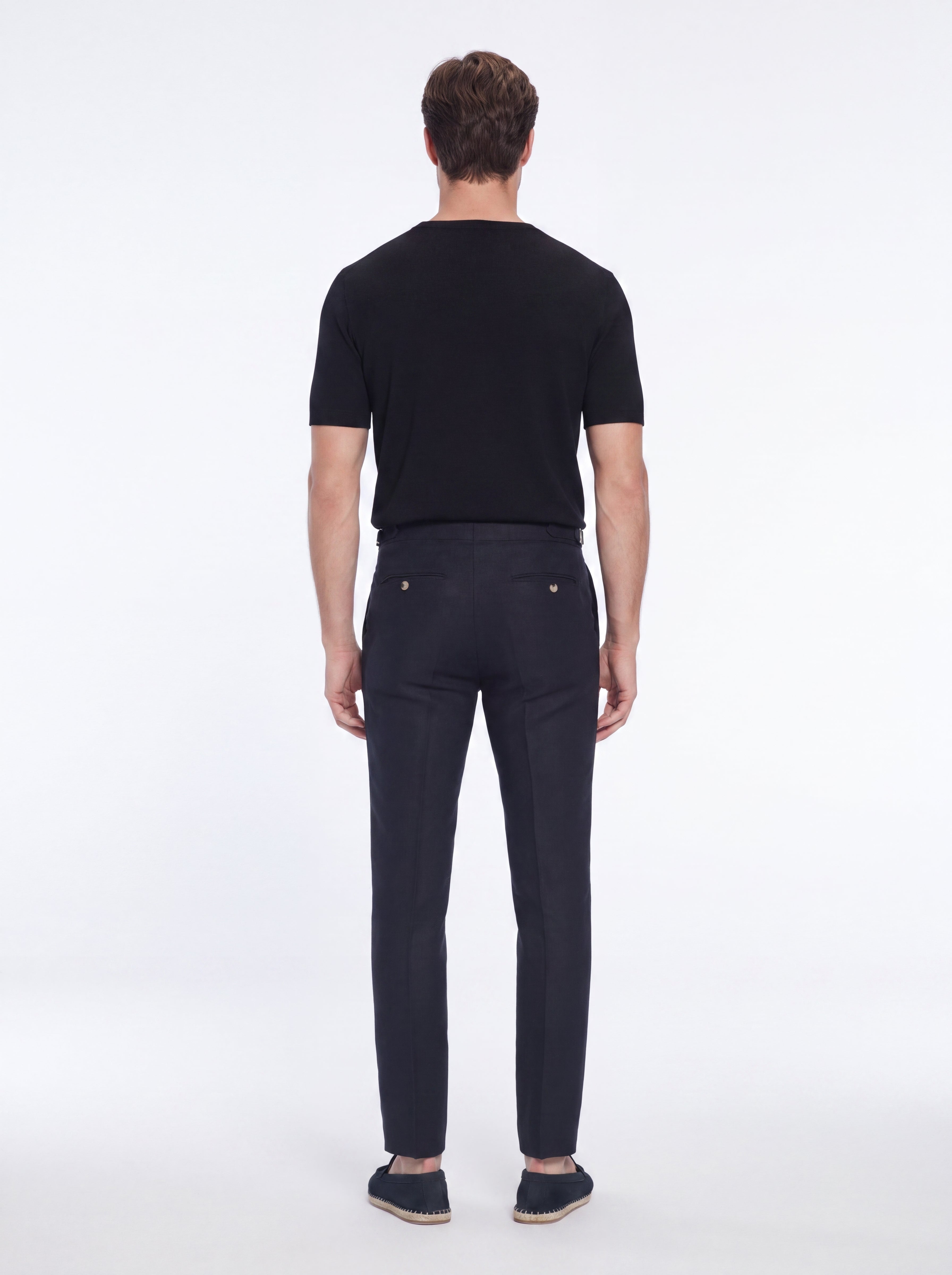 Enzo Black Linen Straight-Leg Pants | Moeva | Pants | Each week unveils new pieces—luxury swimwear, fluid resort silhouettes, and elevated summer-to-evening essentials designed to carry you from coastal escapes to city nights.