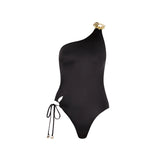 Esterelle One Shoulder Gold Detailed Satin Black Swimsuit | Moeva | Swimsuit | Each week unveils new pieces—luxury swimwear, fluid resort silhouettes, and elevated summer-to-evening essentials designed to carry you from coastal escapes to city nights.