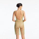 Flora Green Scoop-Neck Swimsuit with Beaded Macrame Overlay | Moeva | Swimsuit | Each week unveils new pieces—luxury swimwear, fluid resort silhouettes, and elevated summer-to-evening essentials designed to carry you from coastal escapes to city nights.
