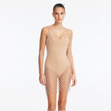 Flora Silver Scoop-Neck Swimsuit with Beaded Macrame Overlay | Moeva | Swimsuit | Each week unveils new pieces—luxury swimwear, fluid resort silhouettes, and elevated summer-to-evening essentials designed to carry you from coastal escapes to city nights.