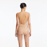 Flora Silver Scoop-Neck Swimsuit with Beaded Macrame Overlay | Moeva | Swimsuit | Each week unveils new pieces—luxury swimwear, fluid resort silhouettes, and elevated summer-to-evening essentials designed to carry you from coastal escapes to city nights.