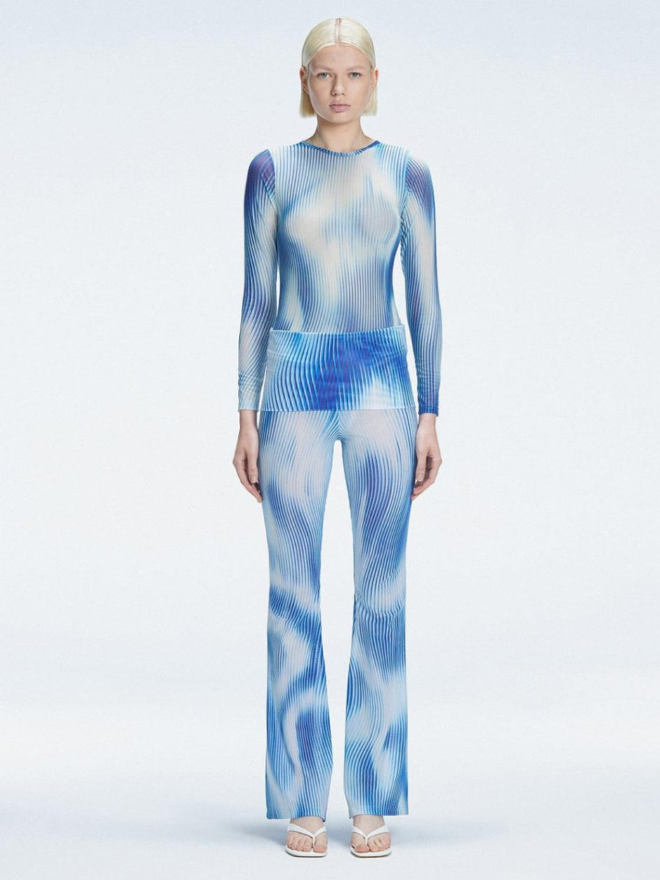Freya Blue Optical High Waist Pant | Moeva | Pants | Each week unveils new pieces—luxury swimwear, fluid resort silhouettes, and elevated summer-to-evening essentials designed to carry you from coastal escapes to city nights.
