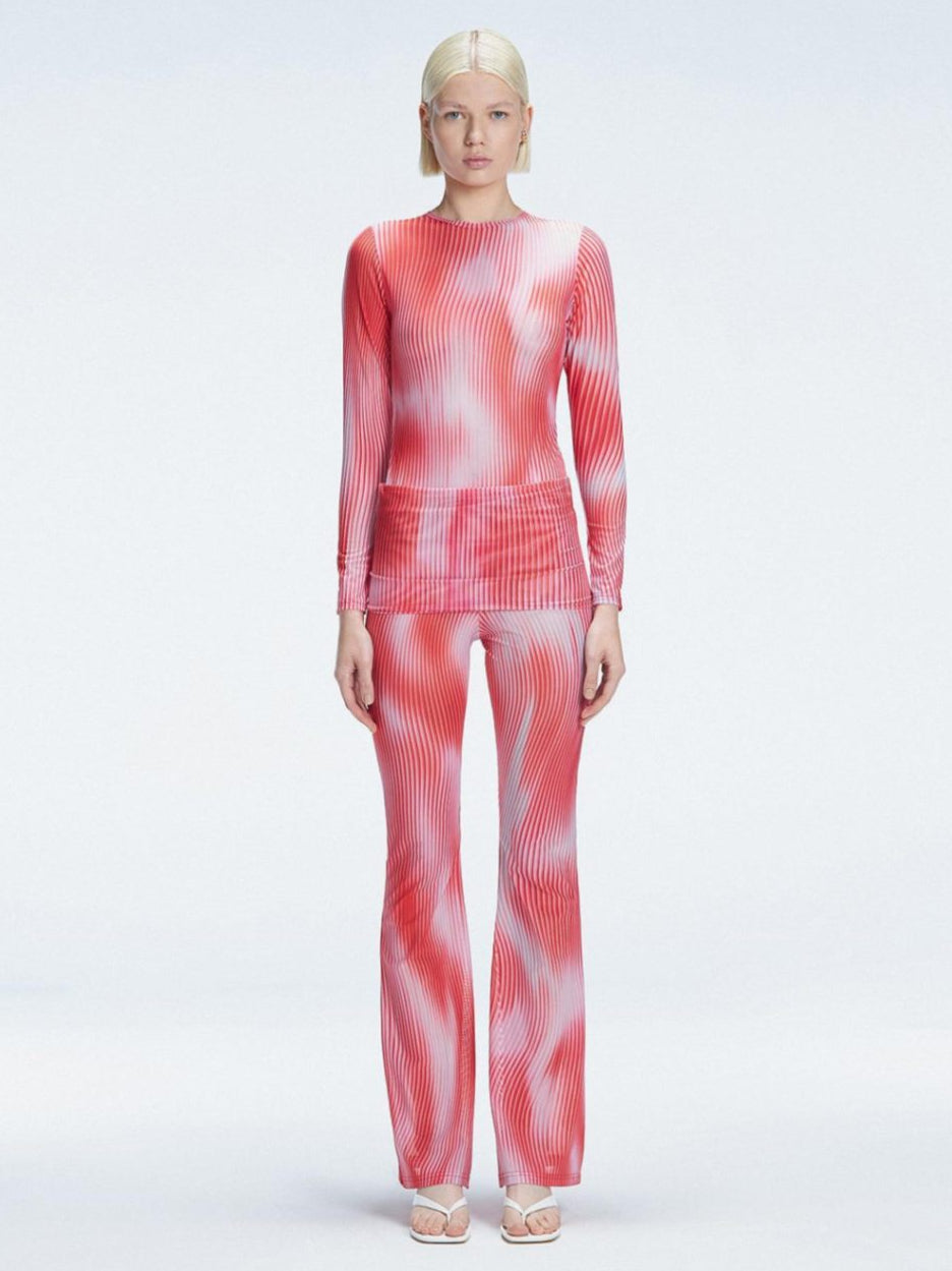 Freya Red Optical High Waist Pant | Moeva | Pants | Each week unveils new pieces—luxury swimwear, fluid resort silhouettes, and elevated summer-to-evening essentials designed to carry you from coastal escapes to city nights.