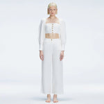 Gemma White Linen Square Neck - Long Sleeve Crop Top | Moeva | Crop Top | Each week unveils new pieces—luxury swimwear, fluid resort silhouettes, and elevated summer-to-evening essentials designed to carry you from coastal escapes to city nights.