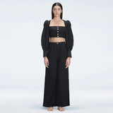 Valencia Black Linen High Waist Pant | Moeva | Pants | Each week unveils new pieces—luxury swimwear, fluid resort silhouettes, and elevated summer-to-evening essentials designed to carry you from coastal escapes to city nights.