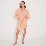 Guadalupe Orange Linen Shirt Dress with Tie-Front Detail | Moeva | Dress | Each week unveils new pieces—luxury swimwear, fluid resort silhouettes, and elevated summer-to-evening essentials designed to carry you from coastal escapes to city nights.