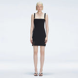 Heather Black Square Neck Knit Mini Dress Slit Detail | Moeva | Dress | Each week unveils new pieces—luxury swimwear, fluid resort silhouettes, and elevated summer-to-evening essentials designed to carry you from coastal escapes to city nights.