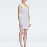 Heather Square Neck Knit Mini Dress Slit Detail | Moeva | Dress | Each week unveils new pieces—luxury swimwear, fluid resort silhouettes, and elevated summer-to-evening essentials designed to carry you from coastal escapes to city nights.