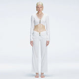 Helena Straight Leg Accessorised White Pants | Moeva | Pants | Each week unveils new pieces—luxury swimwear, fluid resort silhouettes, and elevated summer-to-evening essentials designed to carry you from coastal escapes to city nights.