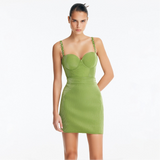 Rye Green Fitted Mini Skirt with Topstitching Details | Moeva | Skirt | Each week unveils new pieces—luxury swimwear, fluid resort silhouettes, and elevated summer-to-evening essentials designed to carry you from coastal escapes to city nights.